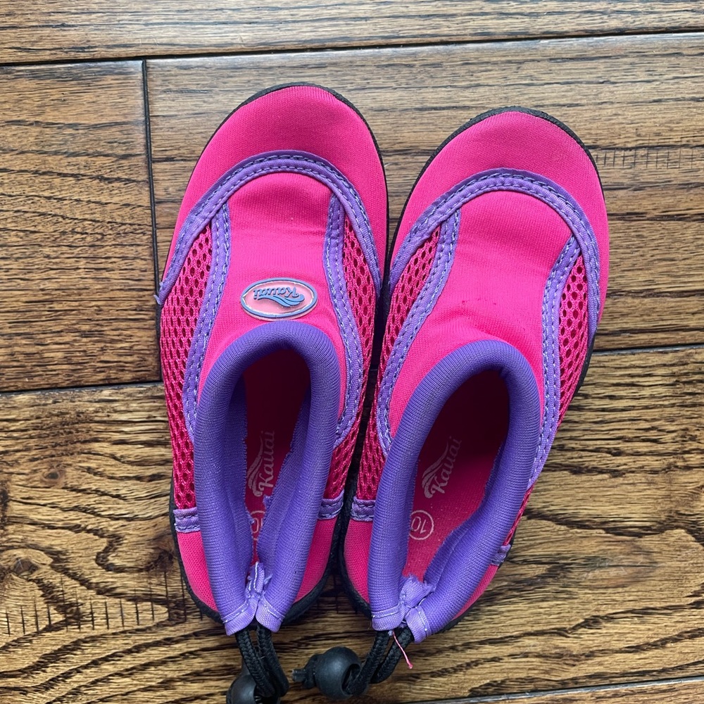 Aqua Pink and Purple Water Shoes Slip-On Mesh Design